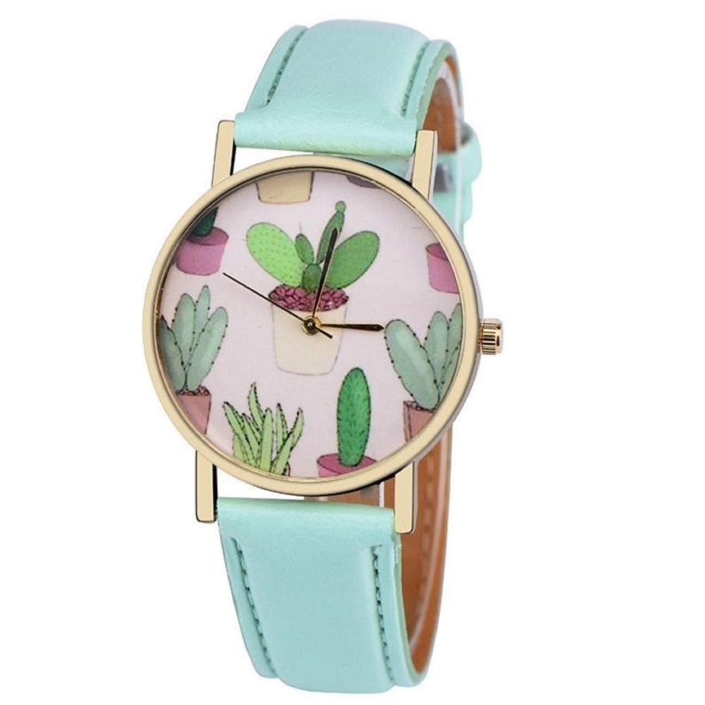 Mint Goldtone Cactus Watch: Desert Chic Timepiece